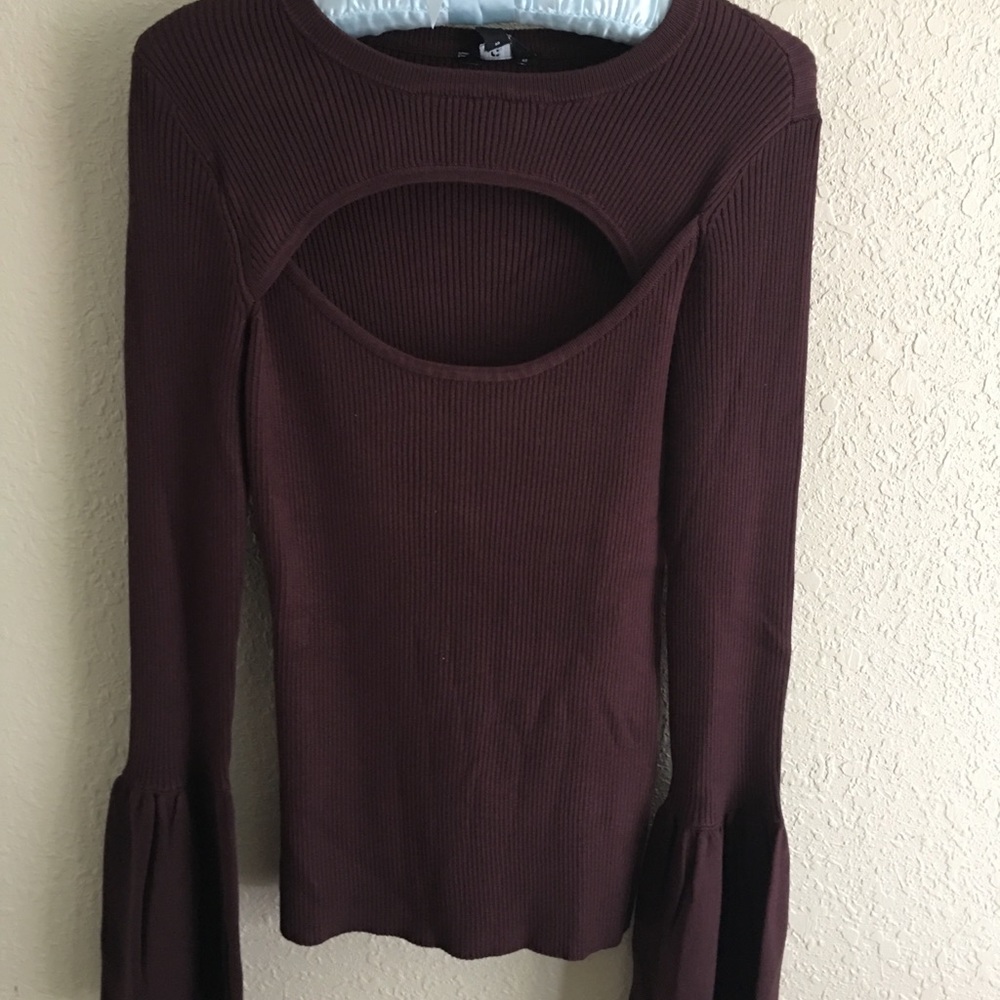 Brown Cut Out Blouse